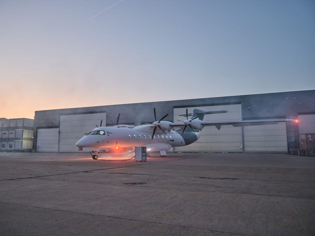 Heart Aerospace’s full-scale Heart X1 demonstrator aircraft outside a hangar